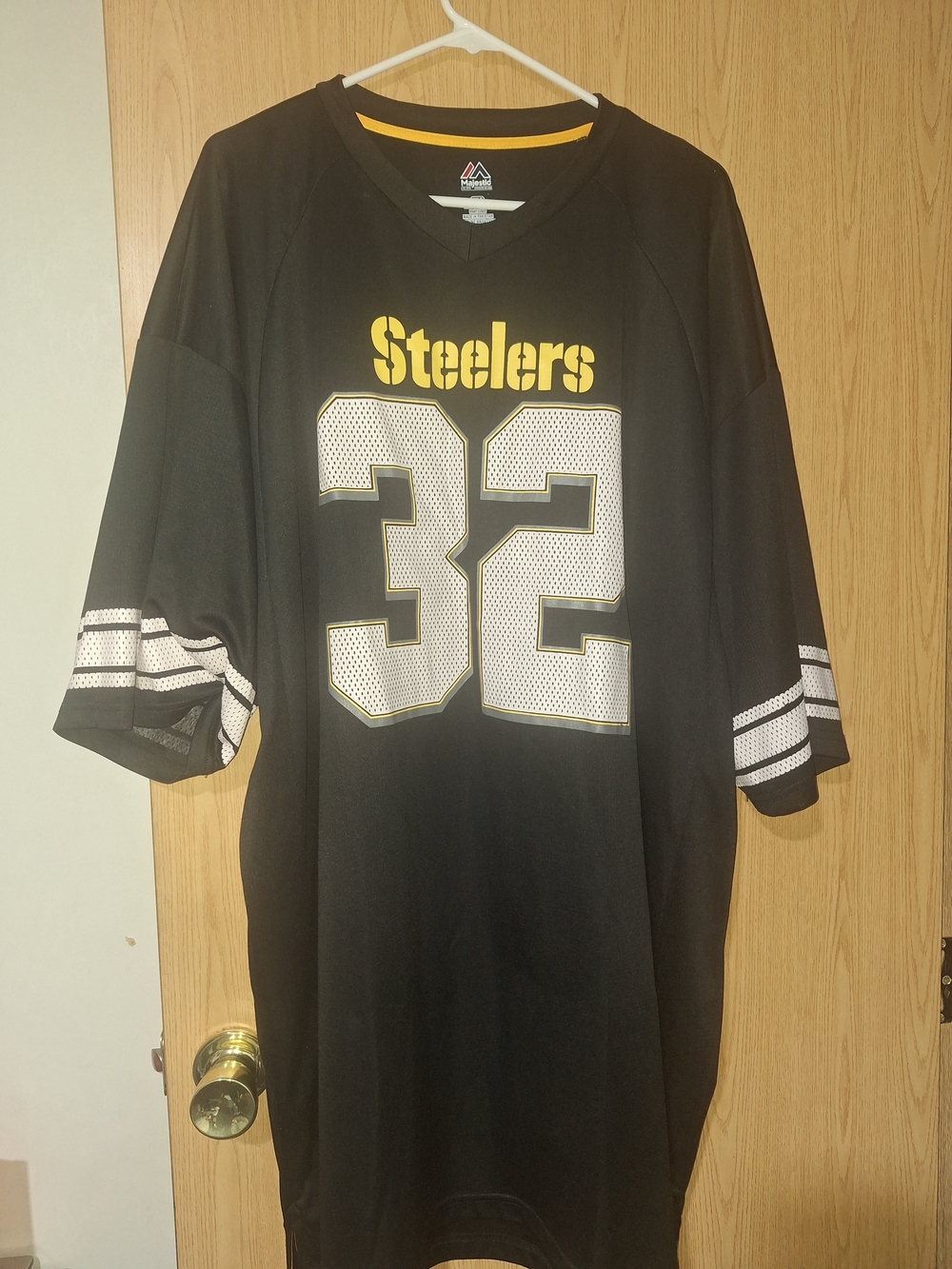 Majestic Pittsburgh Steelers #32 Franco Harris HOF Black and Yellow Jersey